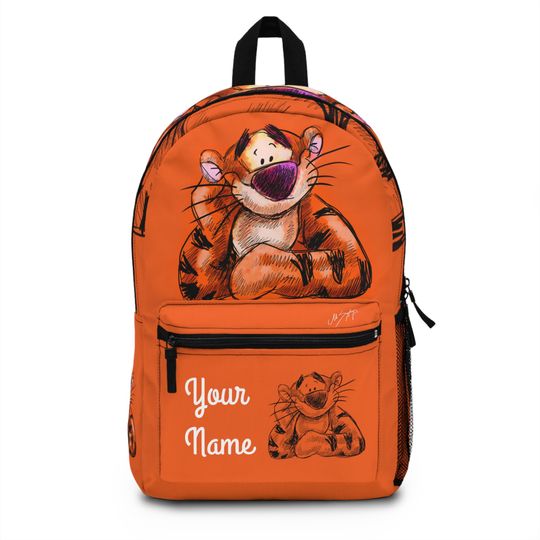 Gift Customized, Tigger, Winnie the Pooh, Orange Kids Shool Backpack