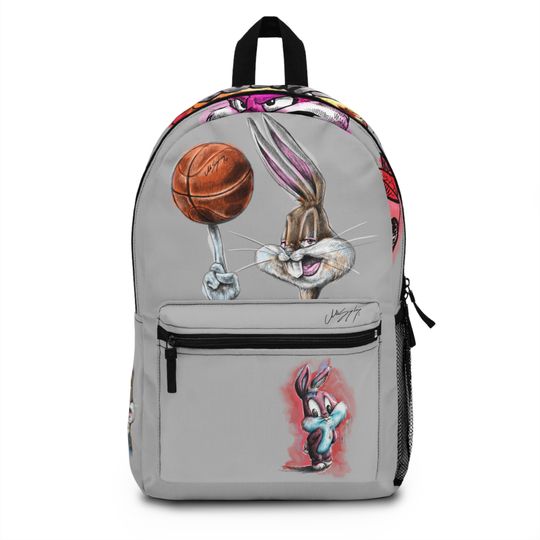 Bugs Bunny Gray Kids School Backpack, Basketball Gray Bag
