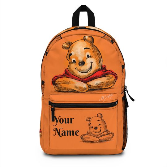 Gift Customized, Winnie the Pooh, Orange Kids Shool Backpack