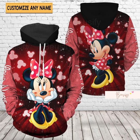 Minnie Mouse Hoodie, Custom Minnie 3D Hoodie