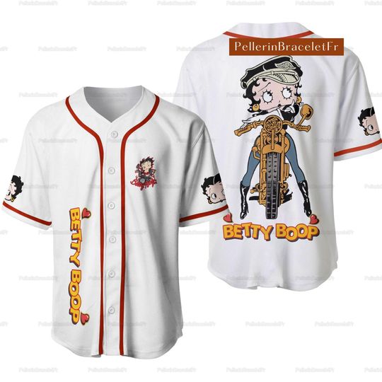 Betty Boop With Motorbike Baseball Jersey Shirt, Baseball Jersey