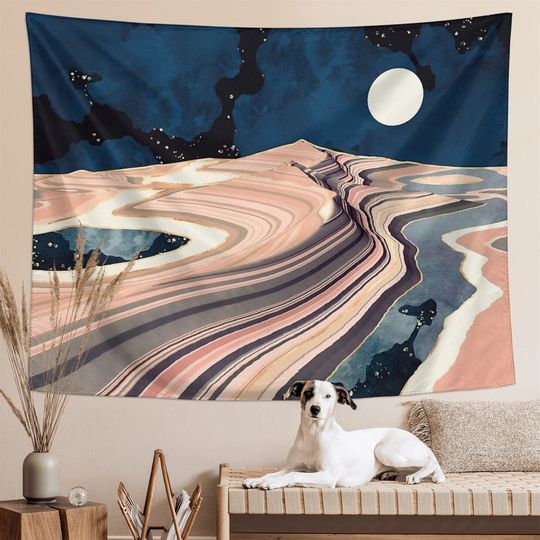 Mountain Tapestry - Mid Century Sunset Landscape Tapestries