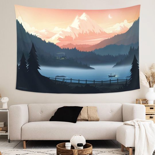 Mountain Tapestry Snow mountain lakes Tapestry Scenery Art Tapestry