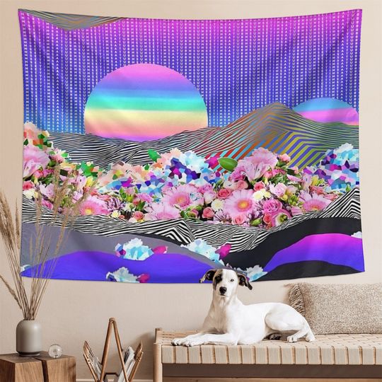 Mountain Tapestry Wall Hanging Flower Art Tapestry Sunset Tapestry