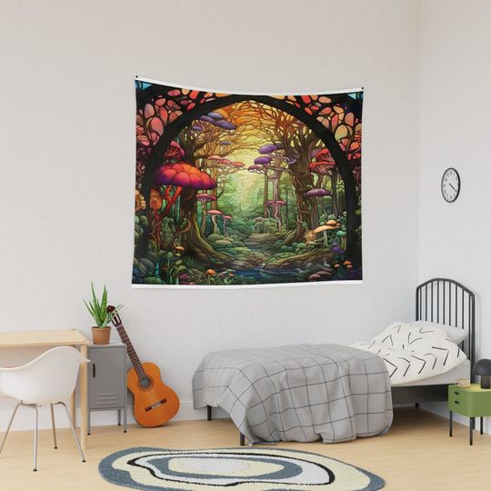 Fantasy Forest Stained Glass Tapestry