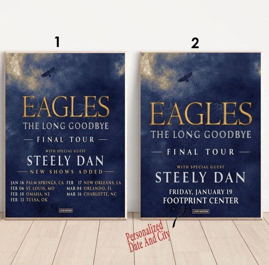 Eagles Steely Dan Tour 2024 Poster, The Long Goodbye Final Tour