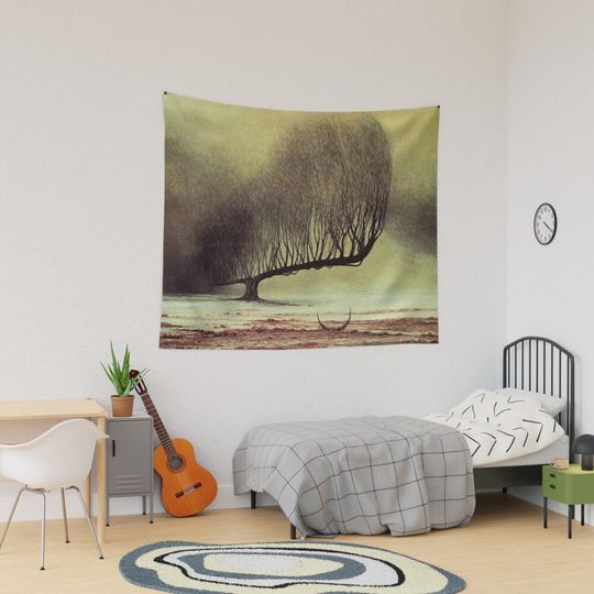 Untitled (Lone Tree), by Zdzisław Beksiński Tapestry