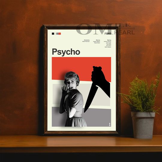 Psycho Movie Poster, Retro Movie Print, Vintage Movie Posters