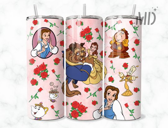 Disney Beauty and the Beast Tumbler with Lid and Straw