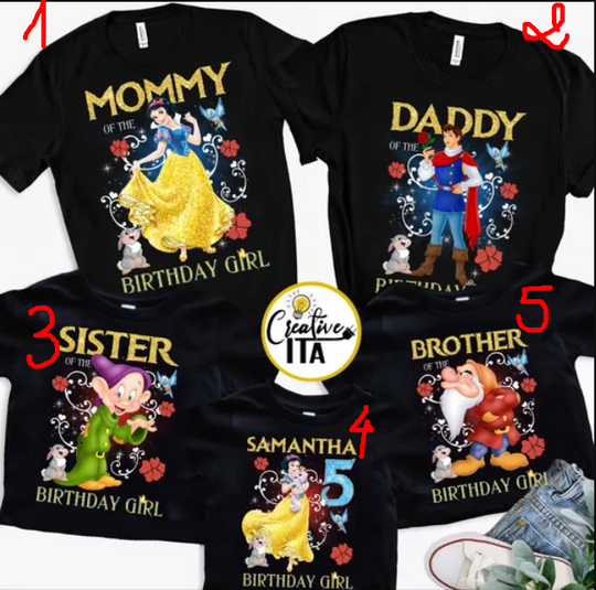 Personalized Disney Snow White & 7 Dwarfs Birthday T-shirt