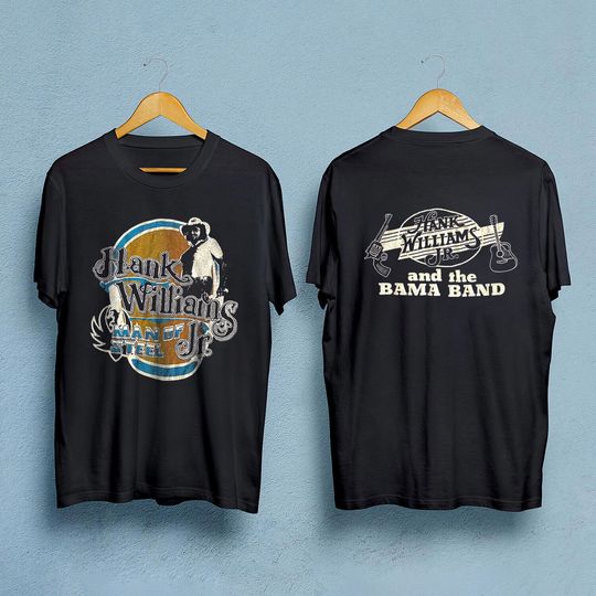 80s Hank Williams Jr And The Bama Band 'Man of Steel' Vintage T-Shirt