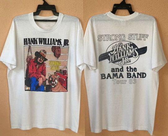Hank 1983 Williams Jr T-Shirt Tour Bama Band Strong Stuff Gift Fans