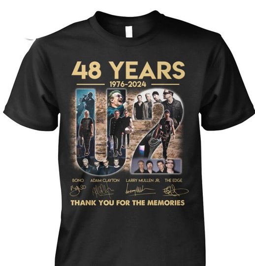 48 Years 1976 – 2024 U2 Signature T-Shirt Thank You