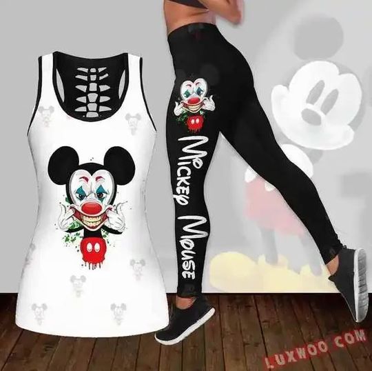 Mickey Mouse Disney Hollow Tank Top Legging Set, Disney Hollow Tank Top, Disney Leggings