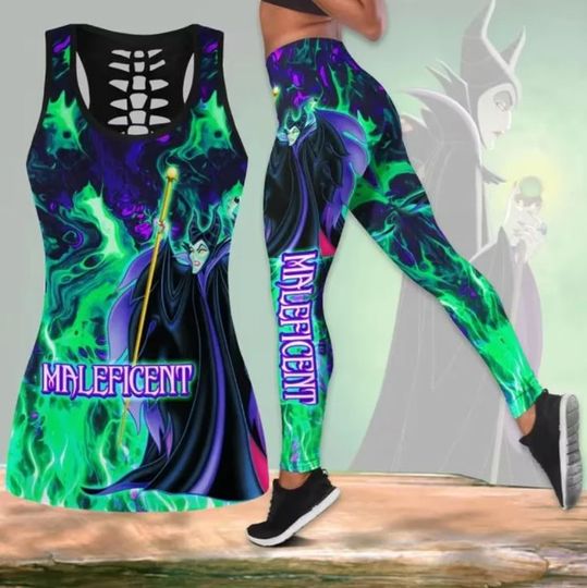 Maleficent Villains Disney Hollow Tank Top Legging Set, Disney Hollow Tank Top, Disney Leggings
