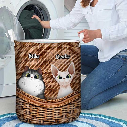 Life Is Better With Cute Cats Custom Cat Lover Personalized Laundry Basket