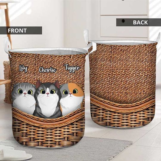 Life Is Better With Cute Cats Custom Cat Lover Personalized Laundry Basket