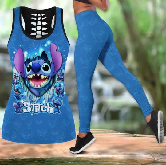 Stitch Disney Hollow Tank Top Legging Set, Disney Hollow Tank Top, Disney Leggings