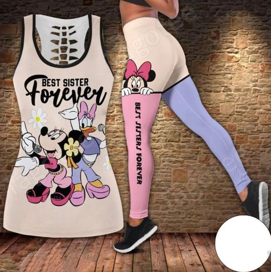 Minnie And Daisy Disney Hollow Tank Top Legging Set, Disney Hollow Tank Top, Disney Leggings