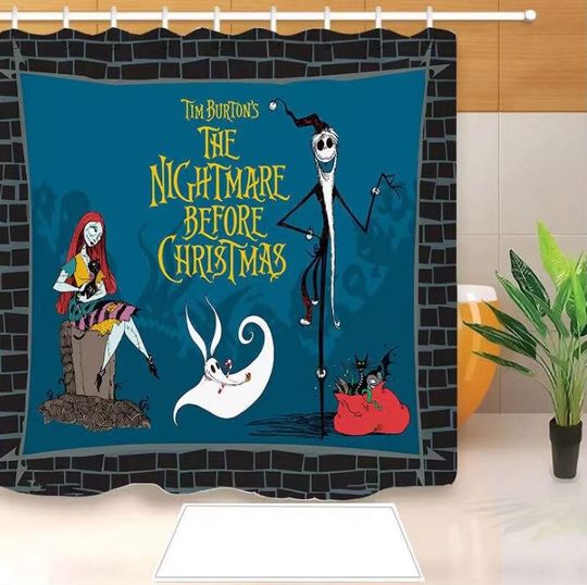Halloween Jack Skellington Nightmare Before Christmas Disney Shower Curtain, Disney Bathroom Decor