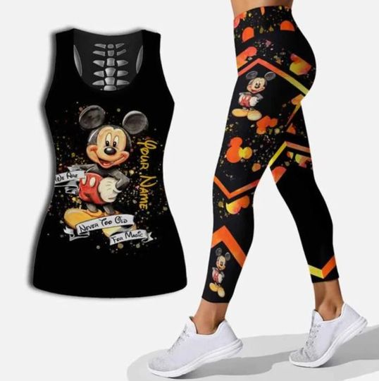 Personalized Mickey Mouse Disney Hollow Tank Top Legging Set, Disney Hollow Tank Top, Disney Leggings