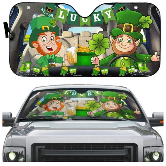 Irish Leprechaun Beer Shamrock Saint Patrick's Day Disney Car Sun Shade