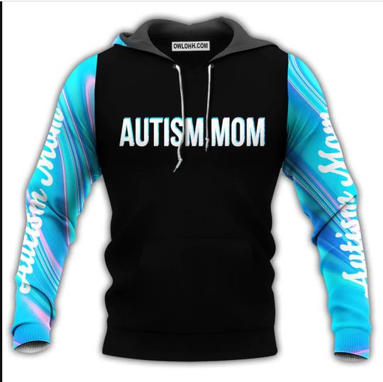 Autism Mom I Love Someone With Autism To The Moon Black Style 3D HOODIE