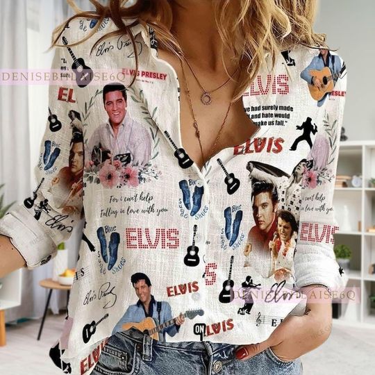 Elvis Presley Women Casual Shirt, Elvis Presley Shirt, King Of Rock and Roll Woman Blouse