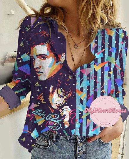 Elvis Presley Linen Shirt, Elvis Presley Shirt, Elvis Women Blouses