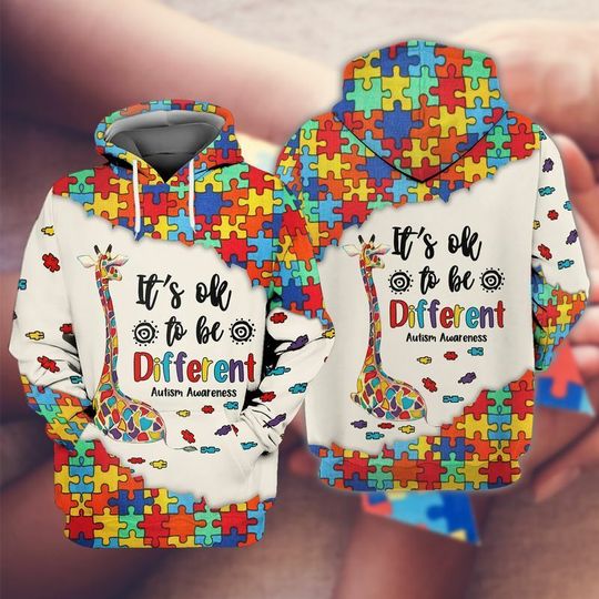 AUTISM AWARENESS IT'S OK TO BE DIFFERENT 3D HOODIE