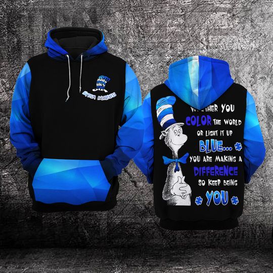 Autism Awareness Whether you color the world Or Light It Up Blue 3D HOODIE