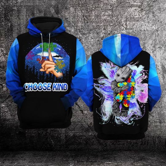 Autism Awareness Choose kind 3D HOODIE All Over Print Gift For Friends