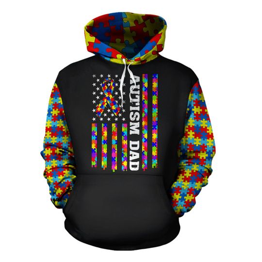 Autism Dad Hoodie 3D All Over Print  For Men and Women Adult