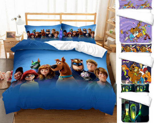 Scooby Doo Bedding Set Christmas Gift Quilt Cover Duvet Cover Pillowcase Bed