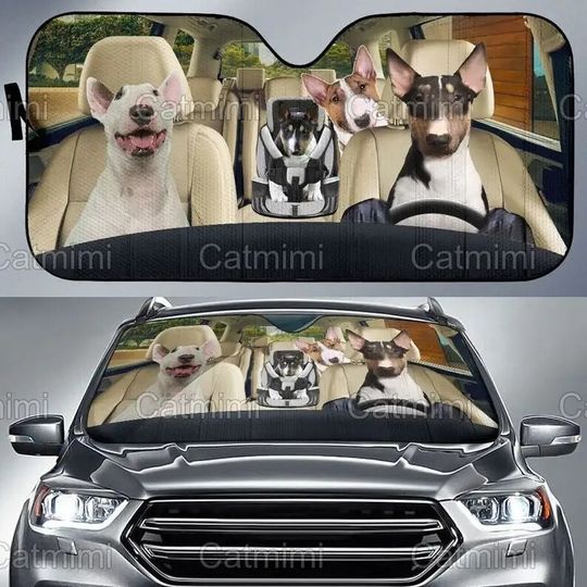 Bull Terrier Dog Car Sun Shade, Car Decoration, Bull Terrier Car Sun Shade