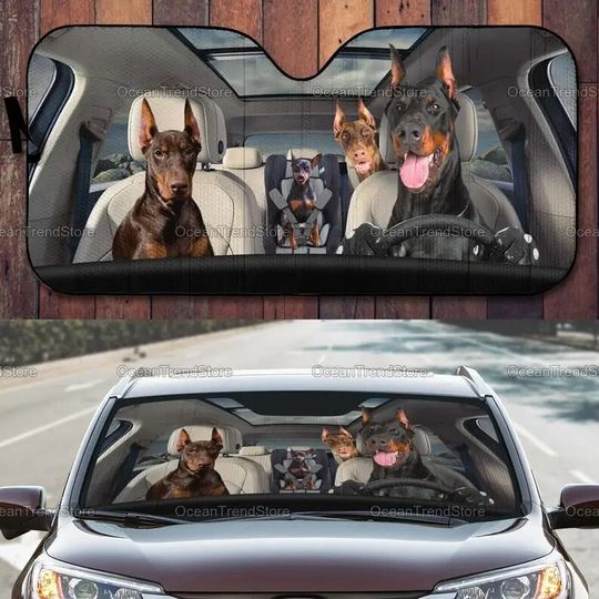 Dobermans Family Car Sun Shade, Dog Car Sun Shade