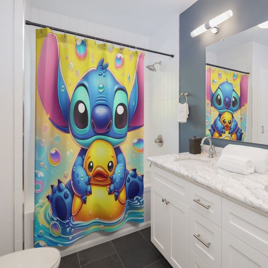 Stitch Disney Shower Curtain, Disney Bathroom Decor