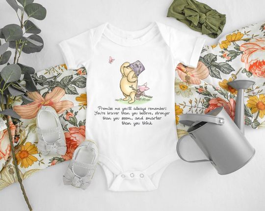 You are Braver than You Believe Onesie Baby Shower Gift, Winnie the Pooh, Unique Baby Gift, Boho Baby, Newborn Outfit, Newborn Baby Girl