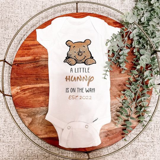 A Little Hunny Is On The Way Winnie The Pooh Baby Onesie
