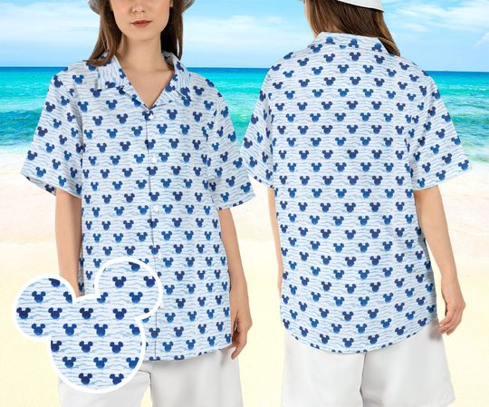 Mickey Head Beach Hawaiian, Mickey Cruise Hawaii Shirt, Mickey Ears Summer Aloha Shirt