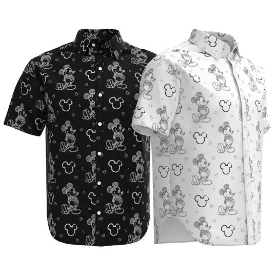 Disney Hawaiian Shirt Fashion Mickey Mouse Sketch Doodle Shirt