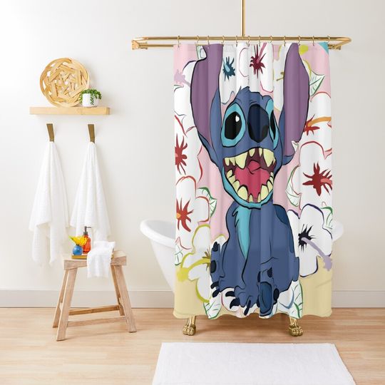 Aloha Stitch Disney Shower Curtain, Disney Bathroom Decor