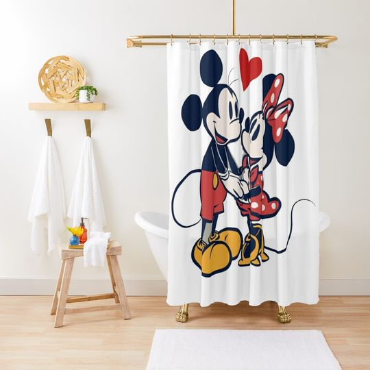 Mickey and Minnie Disney Shower Curtain, Disney Bathroom Decor
