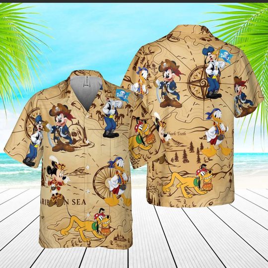 Disney Pirates of Caribbean Hawaiian Shirt  Mickey And Friends Shirt
