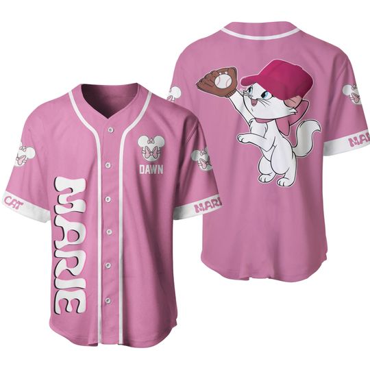 2024 Disney Marie Cat Baseball Jersey, Disney Baseball Jersey