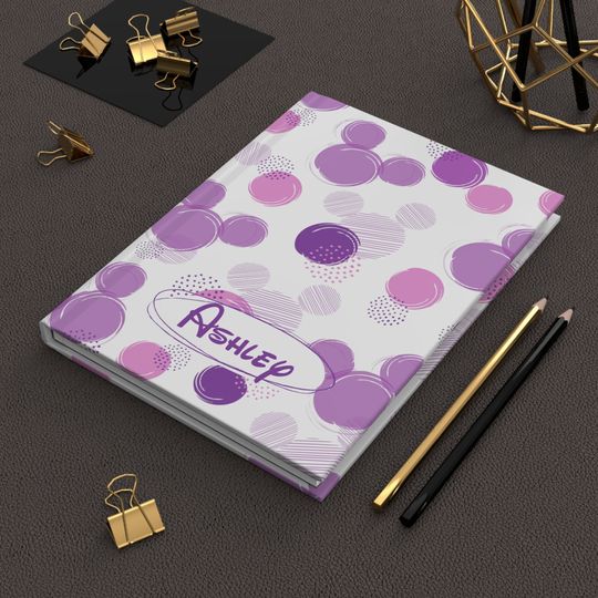 Personalized Purple Polka Dots Disney Hardcover Journal