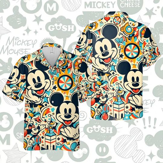 Retro Disney Mickey Mouse Colorful Hawaiian Shirt