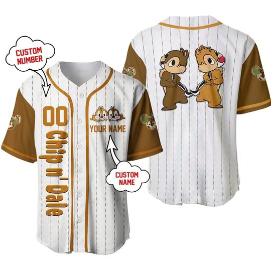 Personalized Chip and Dale Disney Baseball Jersey, Disney Jersey