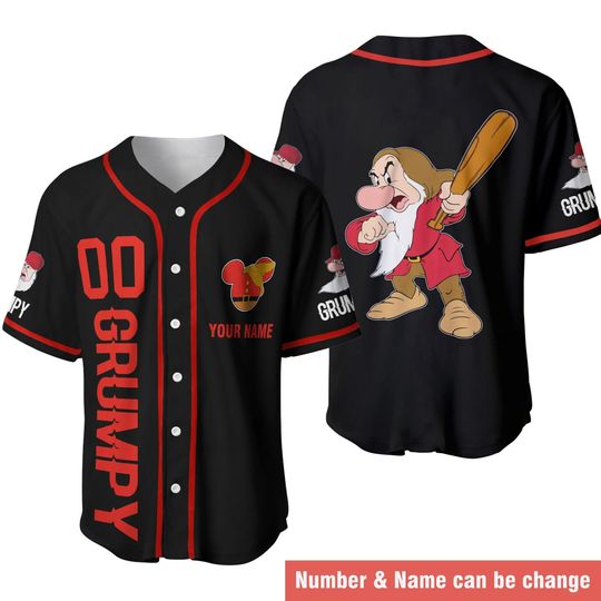 Personalized Grumpy Dwarf Disney Baseball Jersey, Disney Jersey