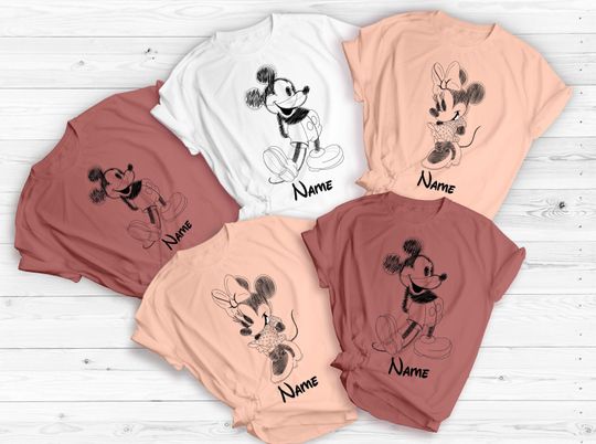 Custom Mickey Minnie Sketch Shirt, Disney Trip Shirt